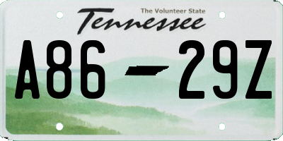 TN license plate A8629Z