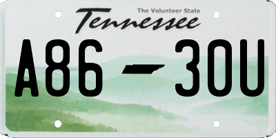 TN license plate A8630U