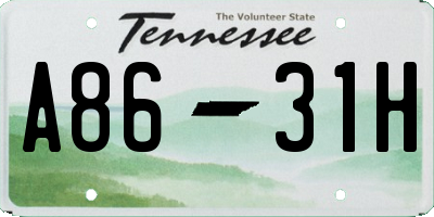 TN license plate A8631H