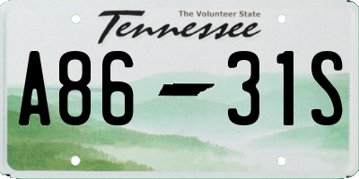 TN license plate A8631S