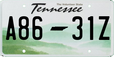 TN license plate A8631Z