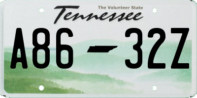 TN license plate A8632Z