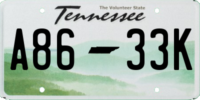 TN license plate A8633K