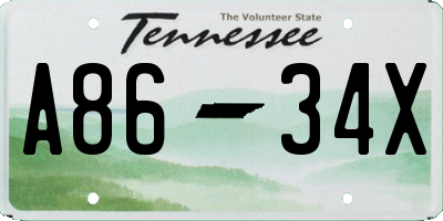 TN license plate A8634X