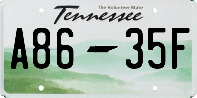 TN license plate A8635F