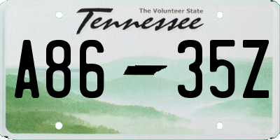 TN license plate A8635Z
