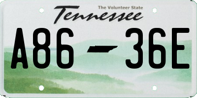 TN license plate A8636E