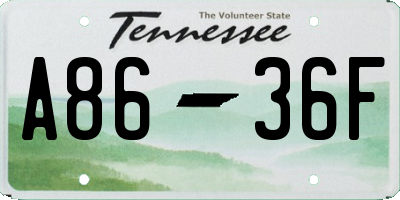 TN license plate A8636F