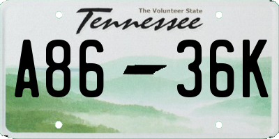 TN license plate A8636K