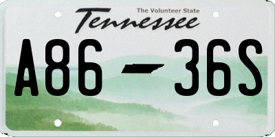 TN license plate A8636S