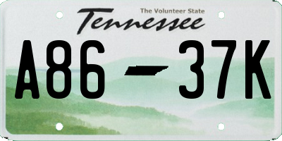 TN license plate A8637K
