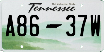 TN license plate A8637W