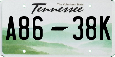 TN license plate A8638K