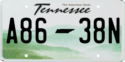 TN license plate A8638N