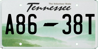 TN license plate A8638T