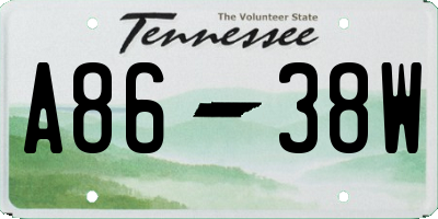 TN license plate A8638W