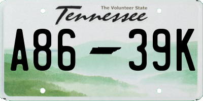 TN license plate A8639K