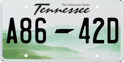 TN license plate A8642D