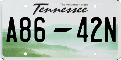 TN license plate A8642N
