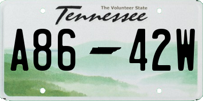 TN license plate A8642W