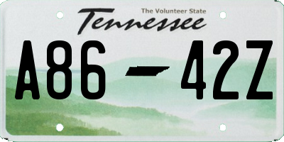 TN license plate A8642Z