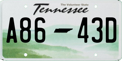 TN license plate A8643D