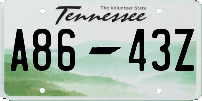 TN license plate A8643Z