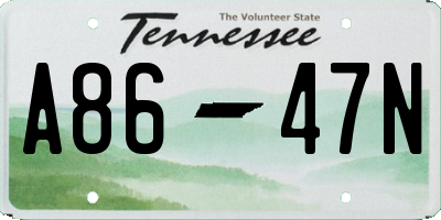 TN license plate A8647N