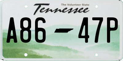 TN license plate A8647P