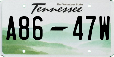 TN license plate A8647W