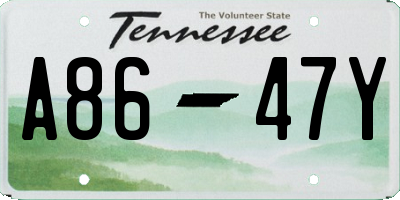 TN license plate A8647Y