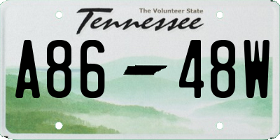 TN license plate A8648W