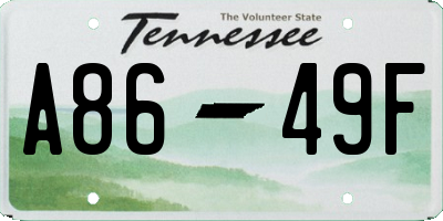 TN license plate A8649F