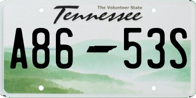 TN license plate A8653S