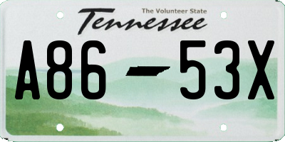 TN license plate A8653X