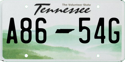 TN license plate A8654G