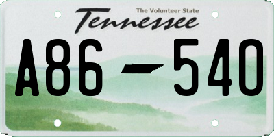 TN license plate A8654O