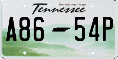 TN license plate A8654P