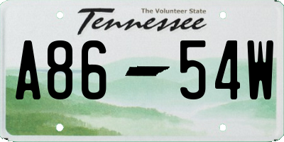 TN license plate A8654W