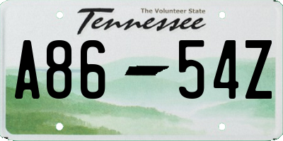 TN license plate A8654Z