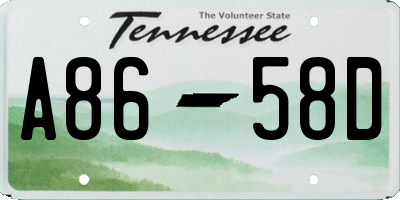 TN license plate A8658D