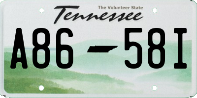 TN license plate A8658I