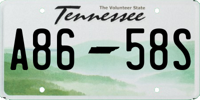 TN license plate A8658S