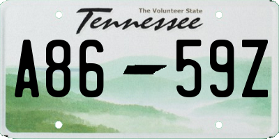 TN license plate A8659Z