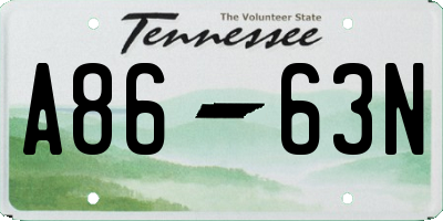 TN license plate A8663N
