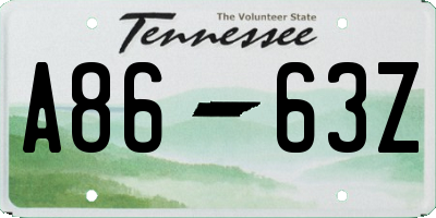 TN license plate A8663Z