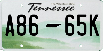 TN license plate A8665K