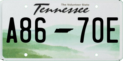 TN license plate A8670E