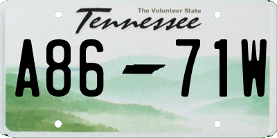 TN license plate A8671W
