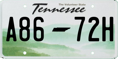 TN license plate A8672H